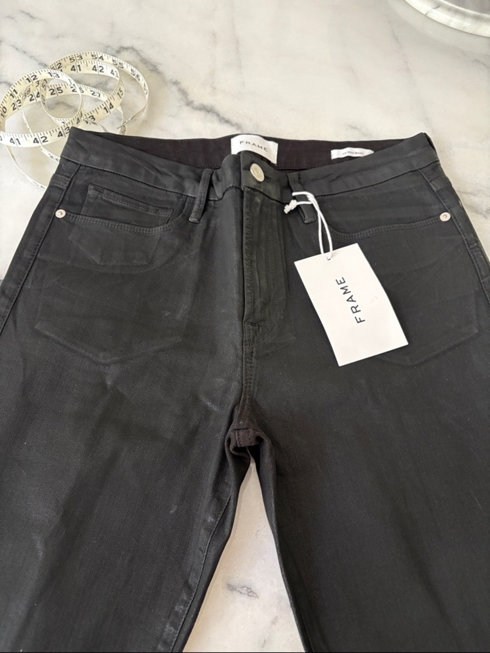 FRAME Le Mini Boot JEANS COATED BLACK MID Rise 31 x 32 NWT - Picture 11 of 11